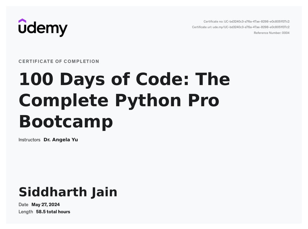 The complete Python Pro Bootcamp